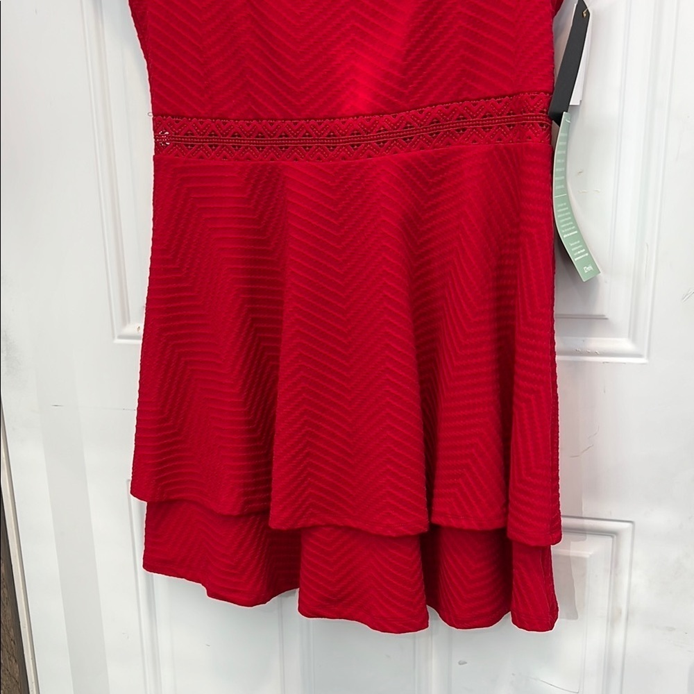 City Triangles Red Midi Dress with Tiered Design - Picture 7 of 9